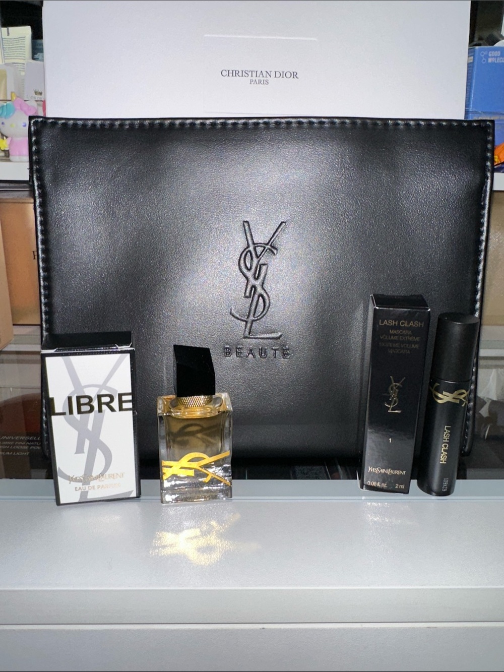 YSL Beaute Black Makeup Bag with Lash Clash Mascara & Bonus YSL Libre
